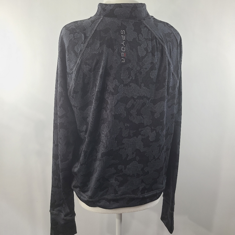Spyder Active Camo Top Long Sleeve Boxy Crop Thumbholes Half Zip Mock Mockneck L - Picture 5 of 11